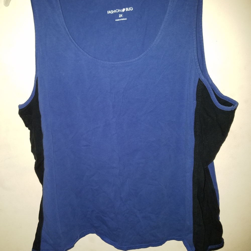 Fashion Bug 2X Black and Blue Tank Top